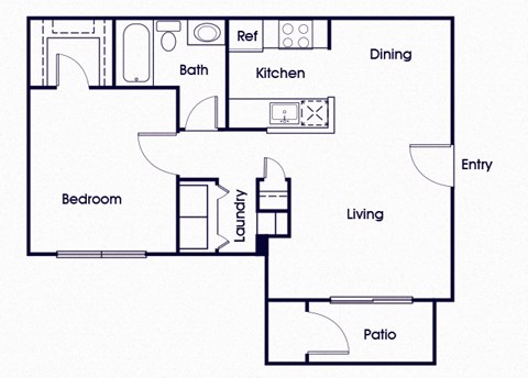 One bedroom one bathroom floor plan image at Riverwoods in Woodbridge VA